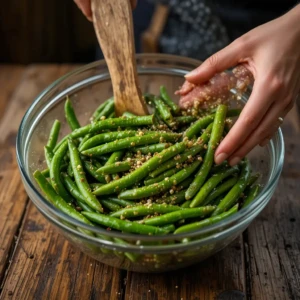 Assaisonnement des haricots verts